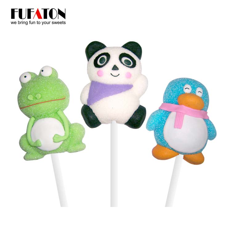 Exotic Animal Panda shaped marshmallow candy Lollipops