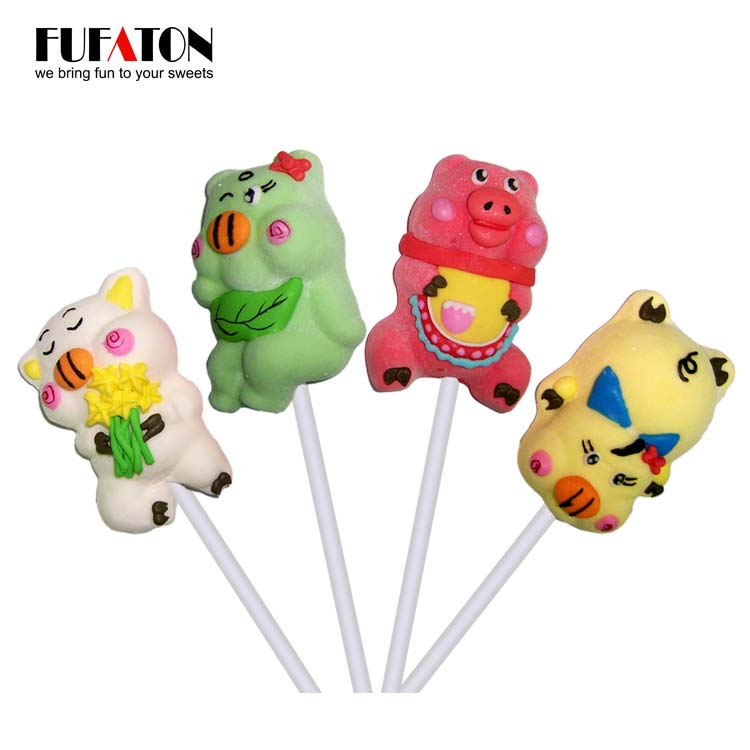 Animal shaped marshmallow pop candy for export and import