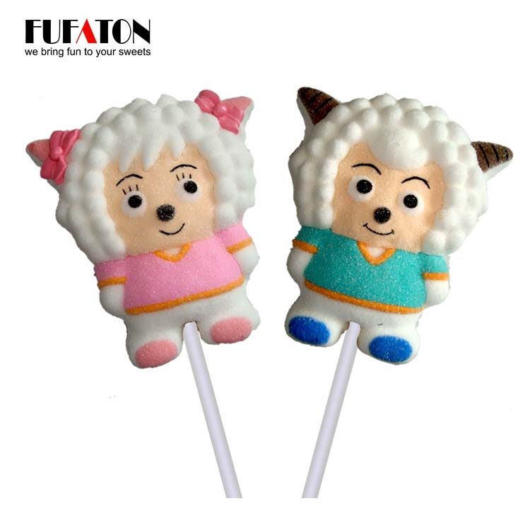 Cartoon shaped sheep marshmallow lollipop candy