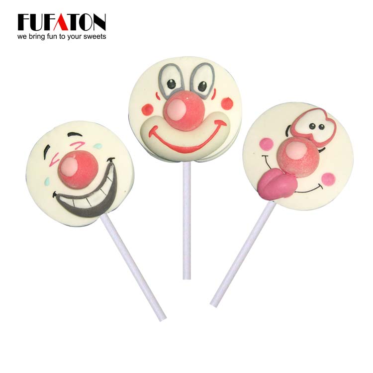 Funny face mallow lollipop candy