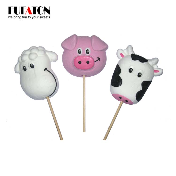 45g Farm Animal Shaped Marshmallow Lollipop Candy