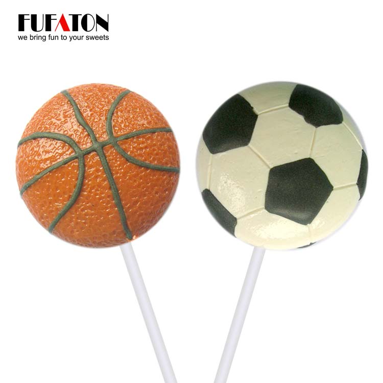 Sport basketball and football shaped candy lollipops