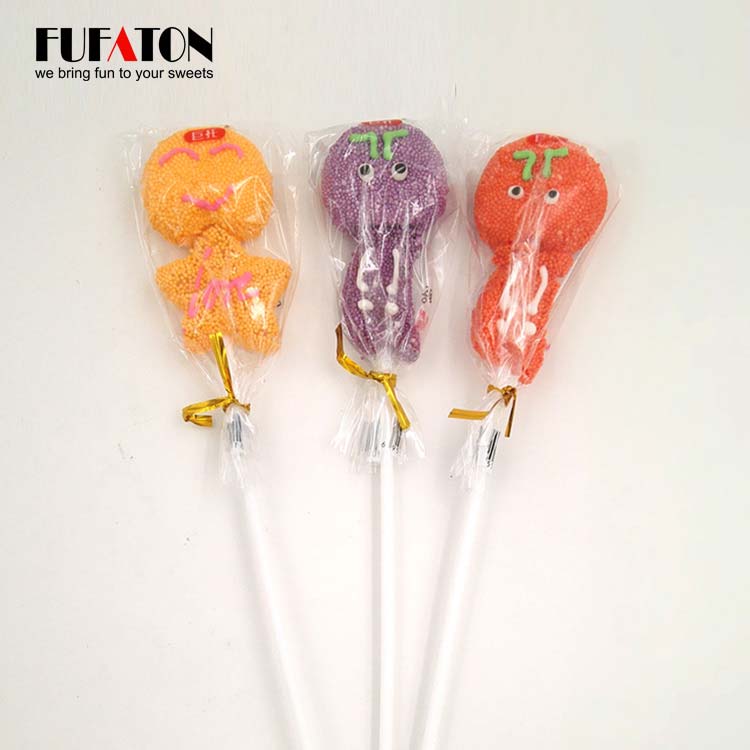 Pearl coated Jelly candy lollipop on long sticks