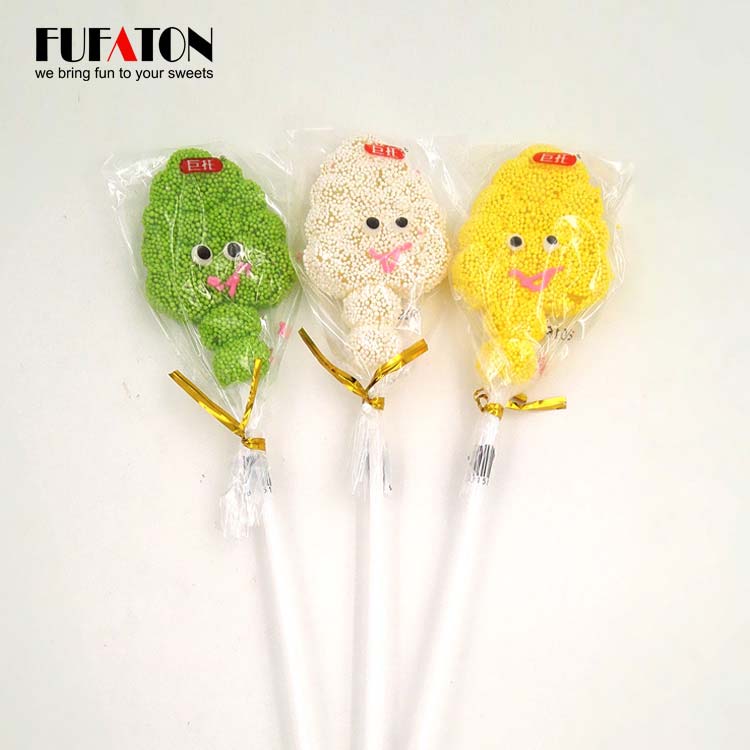 Pearl coated Jelly candy lollipop on long sticks