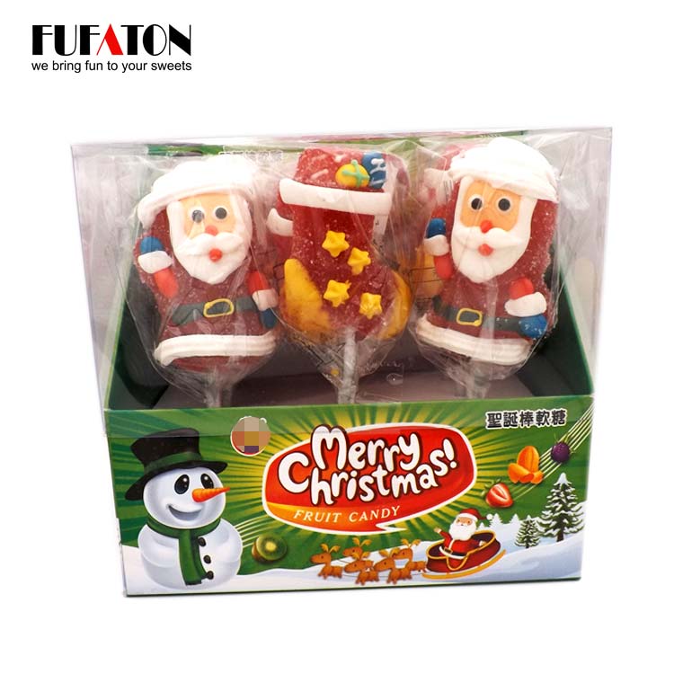 Cartoon shaped Christmas Jellypop with hand decoration