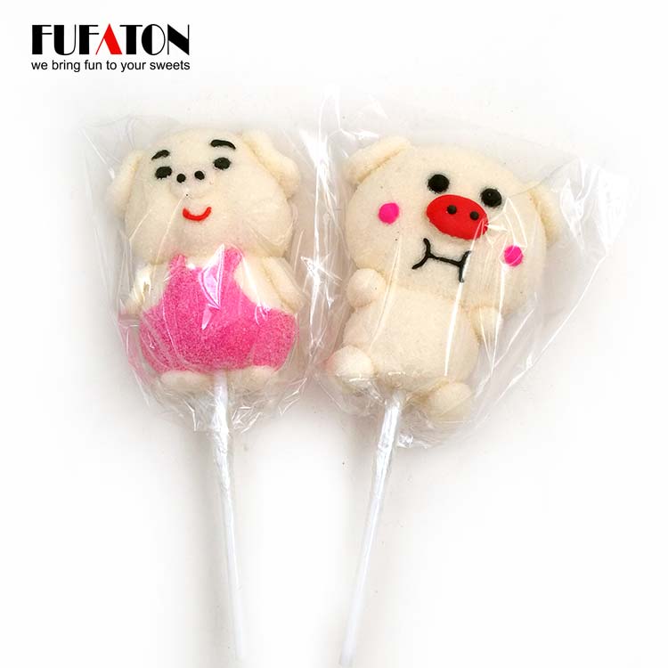 Lovely Piggy Shaped Marshmallow lollipop Candy