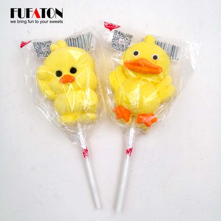 Fruity Flavored Chicken shaped Marshmallow Lollipop Candy