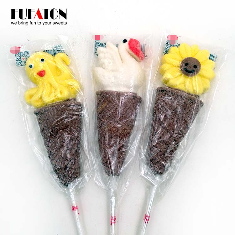 Ice Cream shaped Cartoon Marshmallow Lollipop Candy