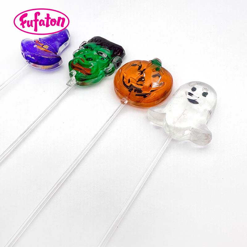 Pumpkin Ghost Halloween Shaped Decorated Lollipop