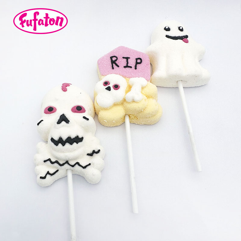 RIP Mummy White Ghost Shaped Halloween Marshmallow Lollipop Candy