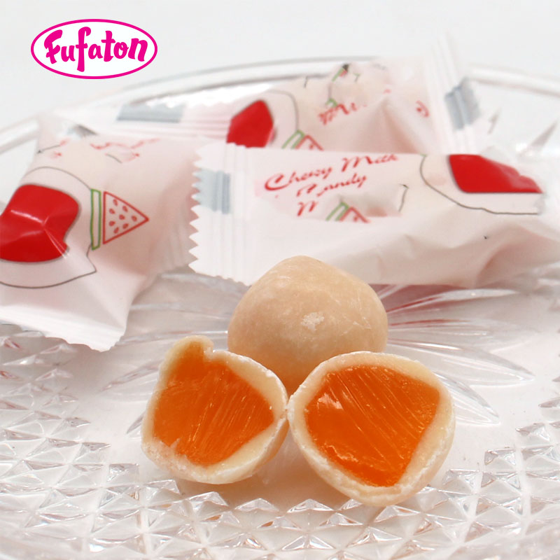 Crispy Coating Fruity Flavor Ball Center Filled Jam Soft Candy Chewy Milk Thai Chew Candy