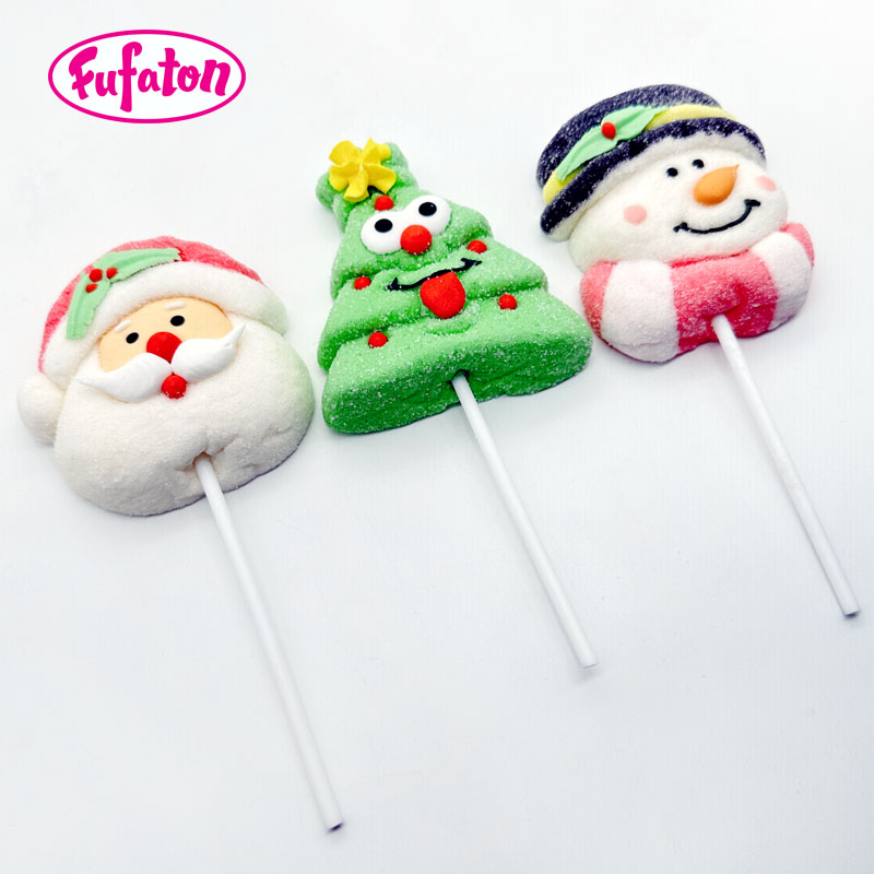 Christmas Santa Claus Tree Snowman Shaped Marshmallow Lollipop Candy