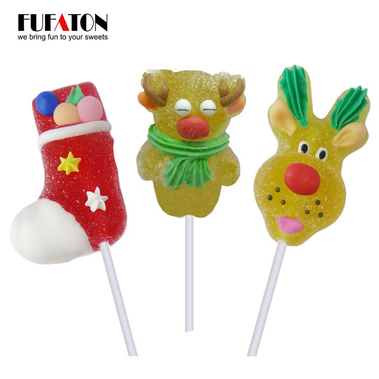 Reindeer shaped jelly lollipop candy for Christmas