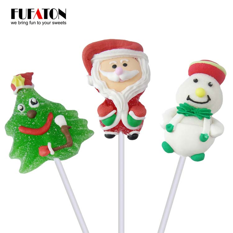 Santa Claus and snowman shaped jelly candy lollipop for Christmas