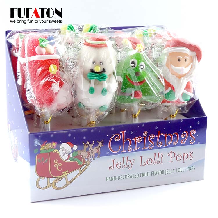 Santa Claus and snowman shaped jelly candy lollipop for Christmas