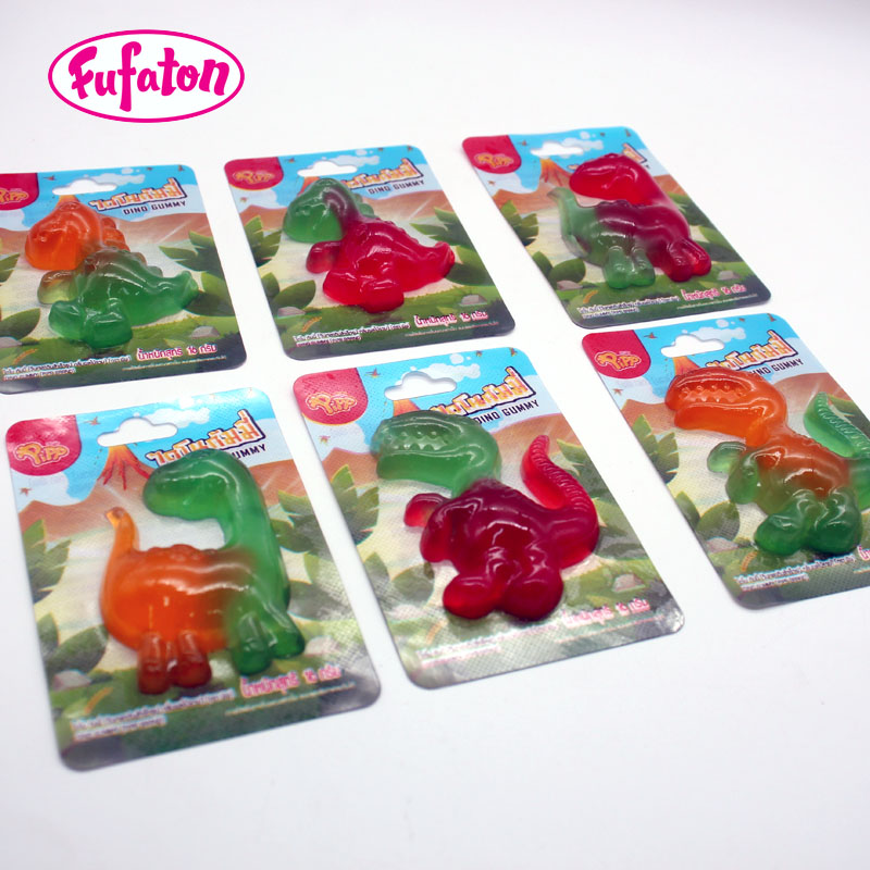 Shaped Soft Dino Gummy Candy with Blister Card