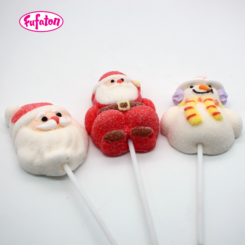 Decorated Snowman and Santa Claus Marshmallow Lollipop for Xmas Wholesale | Candy Exporter