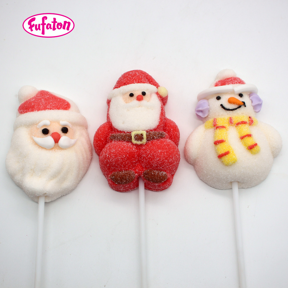 Decorated Snowman and Santa Claus Marshmallow Lollipop for Xmas Wholesale | Candy Exporter