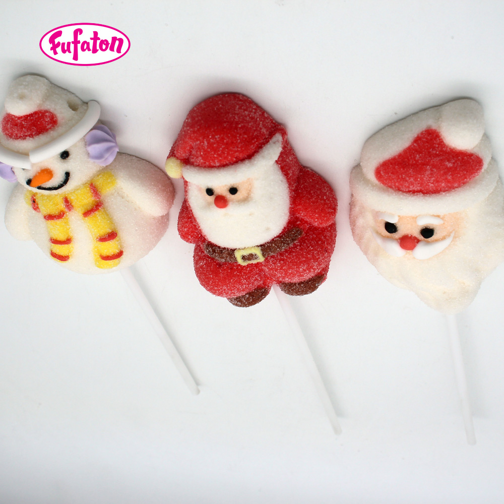 Decorated Snowman and Santa Claus Marshmallow Lollipop for Xmas Wholesale | Candy Exporter