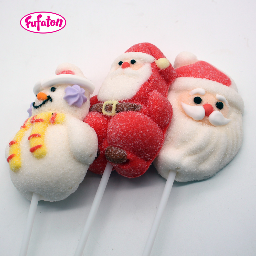 Decorated Snowman and Santa Claus Marshmallow Lollipop for Xmas Wholesale | Candy Exporter