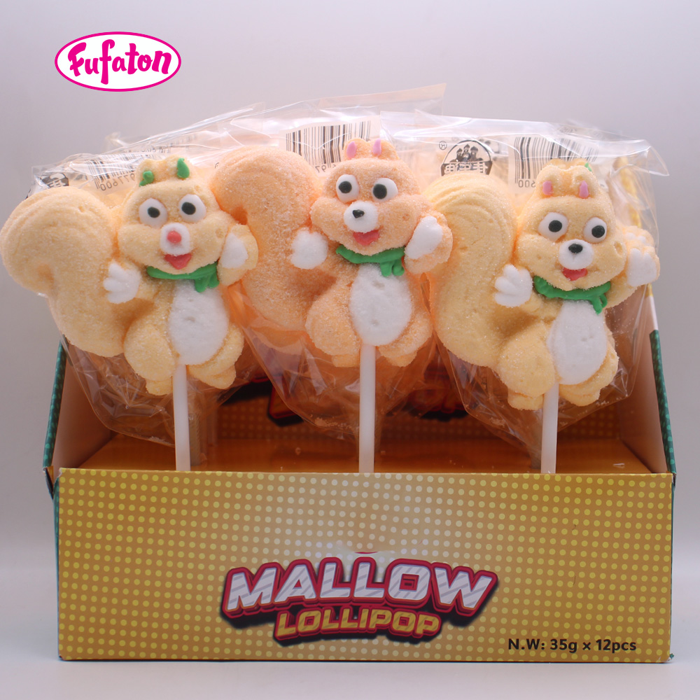 Squirrel Shaped Marshmallow Lollipop Candy Wholesale | Animal Candy Manufacturer