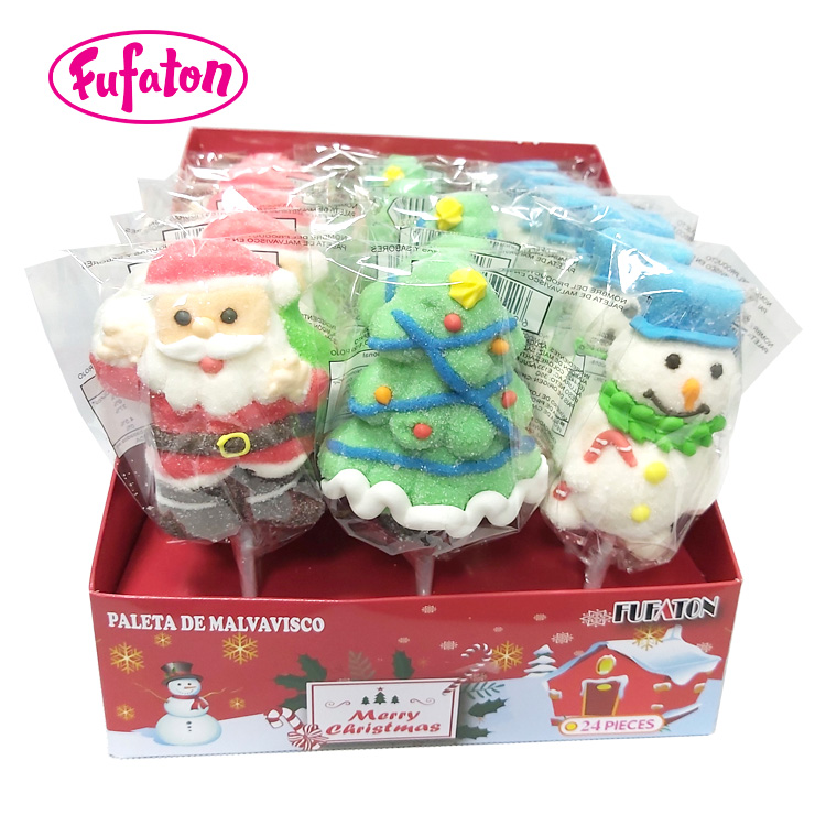 Hand Decorated Christmas Marshmallow Lollipop Candy | OEM Candy Factory
