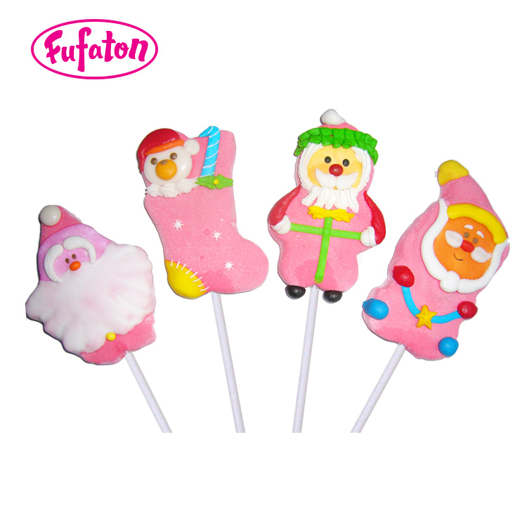 Hand decorated marshmallow lollypops for Christmas