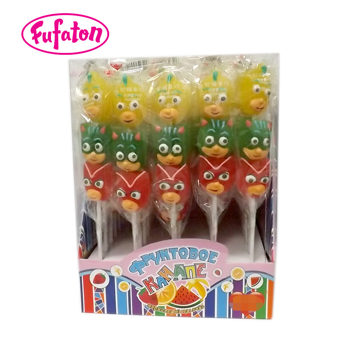 Cartoon shaped jelly lollipop on a kebab