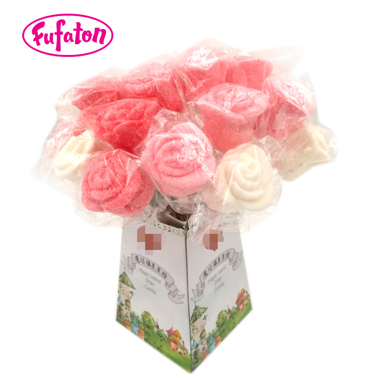 3D Rose Shaped marshmallow lollipops for Valentine
