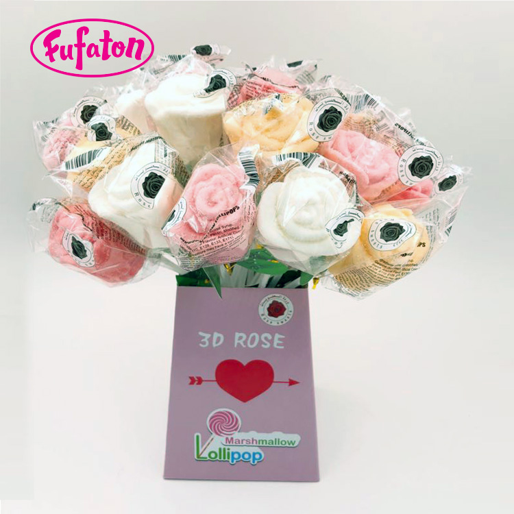3D Rose Shaped marshmallow lollipops for Valentine