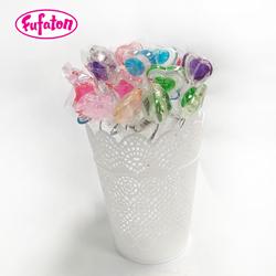 Healthy Sugar Free Flower Rose Shaped Twinkle Crystal long stick Bouquet Lollipop Candy