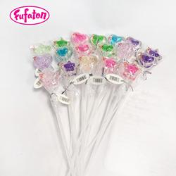 Healthy Sugar Free Flower Rose Shaped Twinkle Crystal long stick Bouquet Lollipop Candy