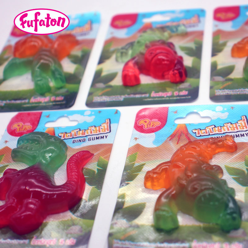 Shaped Soft Dino Gummy Candy with Blister Card